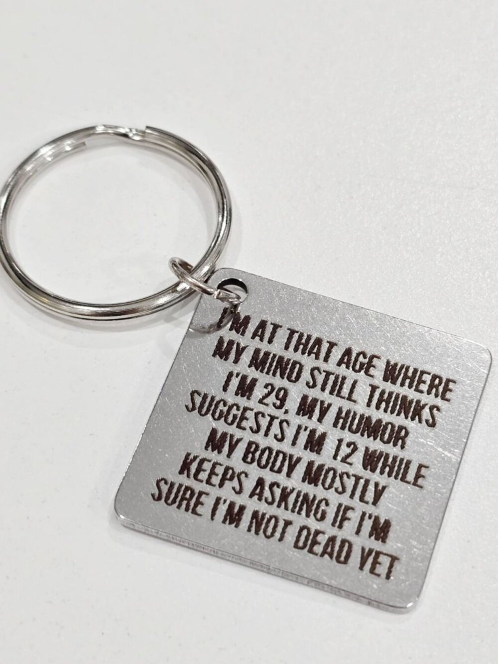 Artisan Age Joke Mind Thinks 29 Sarcastic Stainless Steel Keyring Keychain New